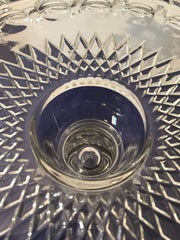 Vintage Clear Cake Stand 10” by Mckee Thumbprint has SYRUP Well in Center