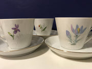 Espresso Cups & Saucers Flora by Scandinavian Vintage Hackefors 1960s 7pc Set