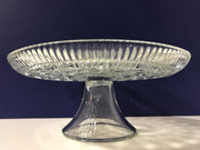Vintage Federal Glass Cake Stand Windsor Pattern Ribbed Edgeing 1950s  Clear Glass
