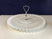 Fenton Vintage Silvercrest Large Plate with Handle Cookies Cupcakes Cottage Chic Ruffled edge
