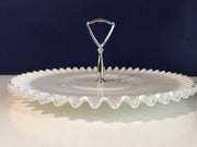 Fenton Vintage Silvercrest Large Plate with Handle Cookies Cupcakes Cottage Chic Ruffled edge