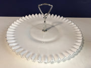 Fenton Vintage Silvercrest Large Plate with Handle Cookies Cupcakes Cottage Chic Ruffled edge