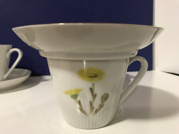 Espresso Cups & Saucers Flora by Scandinavian Vintage Hackefors 1960s 7pc Set