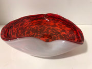 Murano Italian Venitian 1950s Folded Edge Bowl Alfredo Barbini Art Glass