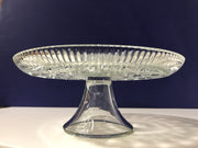 Vintage Federal Glass Cake Stand Windsor Pattern Ribbed Edgeing 1950s  Clear Glass