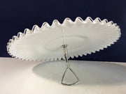 Fenton Vintage Silvercrest Large Plate with Handle Cookies Cupcakes Cottage Chic Ruffled edge