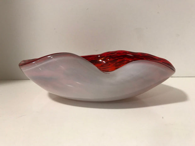 Murano Italian Venitian 1950s Folded Edge Bowl Alfredo Barbini Art Glass