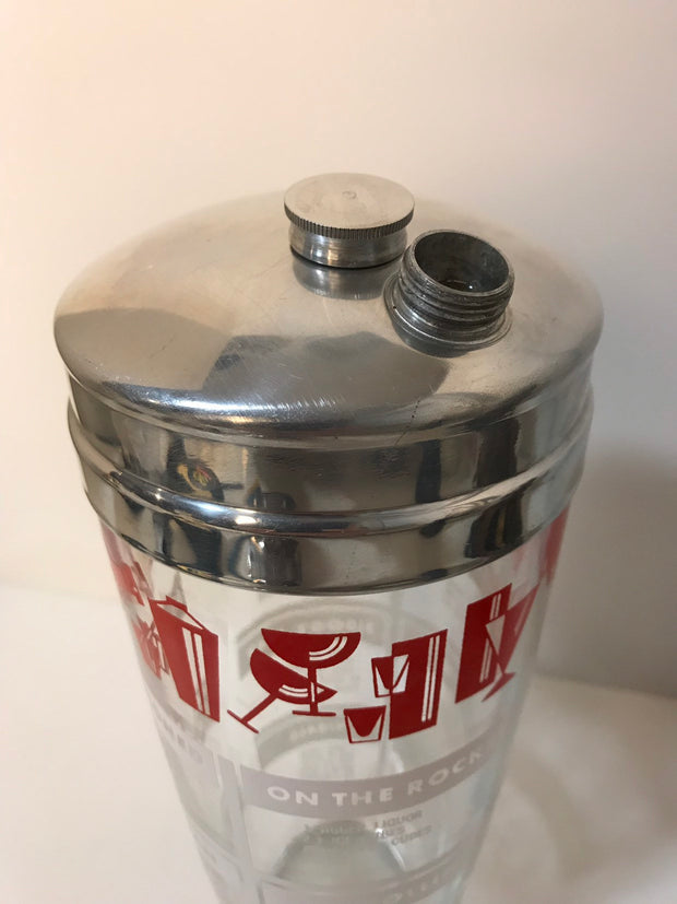 Vintage Cocktail  Shaker Chrome & Glass Barware Drink Shaker Drink Mixer