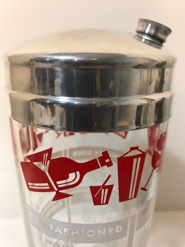 Vintage Cocktail  Shaker Chrome & Glass Barware Drink Shaker Drink Mixer