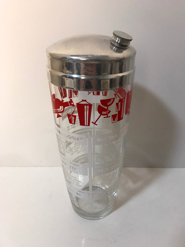 Vintage Cocktail  Shaker Chrome & Glass Barware Drink Shaker Drink Mixer