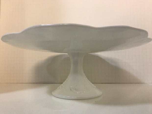 Vintage White Milk Glass Cake Stand Original 1950s Cottage Chic Wedding Home Decor  Indiana Glass Co Colony Harvest #4248