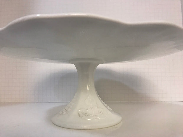 Vintage White Milk Glass Cake Stand Original 1950s Cottage Chic Wedding Home Decor  Indiana Glass Co Colony Harvest #4248