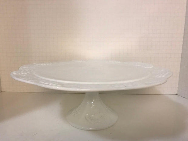 Vintage White Milk Glass Cake Stand Original 1950s Cottage Chic Wedding Home Decor  Indiana Glass Co Colony Harvest #4248
