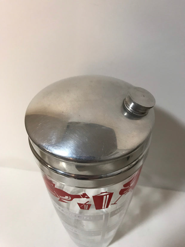 Vintage Cocktail  Shaker Chrome & Glass Barware Drink Shaker Drink Mixer