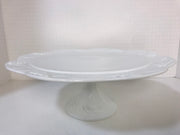 Vintage White Milk Glass Cake Stand Original 1950s Cottage Chic Wedding Home Decor  Indiana Glass Co Colony Harvest #4248