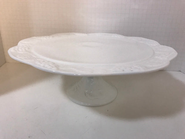 Vintage White Milk Glass Cake Stand Original 1950s Cottage Chic Wedding Home Decor  Indiana Glass Co Colony Harvest #4248