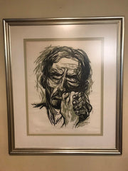 Art Lithograph  Black & White Signed 34/40 "With All My Might" Large 34"x 29" ON SALE