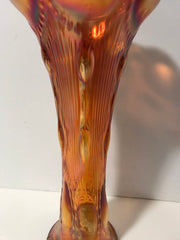Marigold Carnival Glass Vase by Imperial Glass Bullseye Swung or Tree Trunk Style Antique 1909-1930