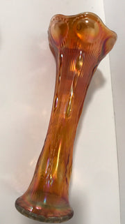 Marigold Carnival Glass Vase by Imperial Glass Bullseye Swung or Tree Trunk Style Antique 1909-1930
