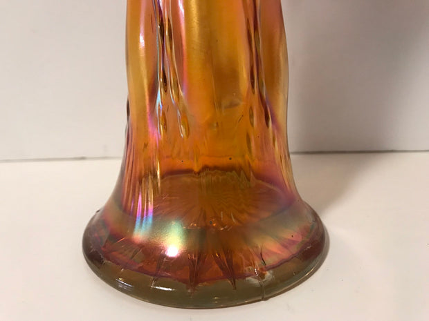 Marigold Carnival Glass Vase by Imperial Glass Bullseye Swung or Tree Trunk Style Antique 1909-1930