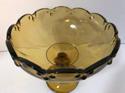 Amber Glass Compote/ Fruit Bowl Centerpiece by Indiana Glass co w/Garland Teardrop motif
