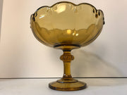 Amber Glass Compote/ Fruit Bowl Centerpiece by Indiana Glass co w/Garland Teardrop motif