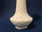 Hoosier Vintage Milk Glass Bud Vase Cottage Chic Diamond Quilt