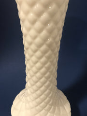 Hoosier Vintage Milk Glass Bud Vase Cottage Chic Diamond Quilt