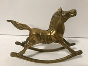 Rocking Horse Vintage Figurine Solid Brass Nursery Den Family Room Holiday Mantle Decor