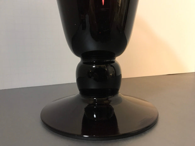 Vintage Amethyst Purple Vase Large Ruffle Art Glass Hand Blown