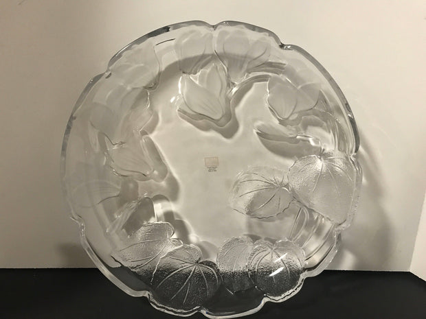 Fifth Avenue Crystal Japan Vintage Large Round Platter Leaf and Tulip Motif