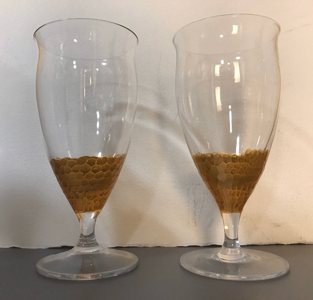 Precious Metals Gold Glasses Ice Tea by Lenox Stemware 2 Glass Set