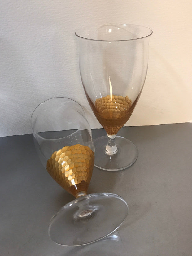Precious Metals Gold Glasses Ice Tea by Lenox Stemware 2 Glass Set