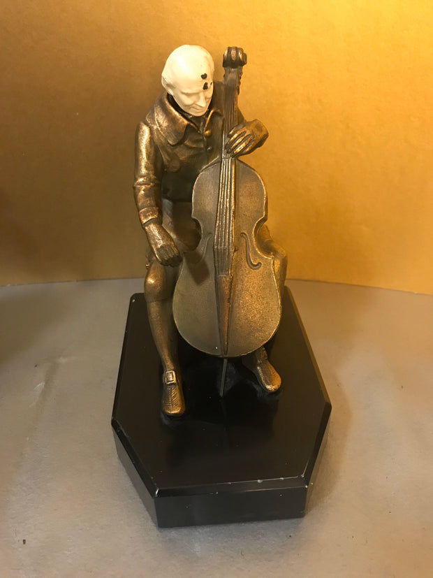 JB Hirsch  Ivorine Cellist Bookends 1932 J.Ruhl Bronzed Metal