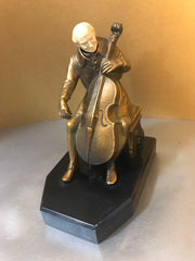 JB Hirsch  Ivorine Cellist Bookends 1932 J.Ruhl Bronzed Metal