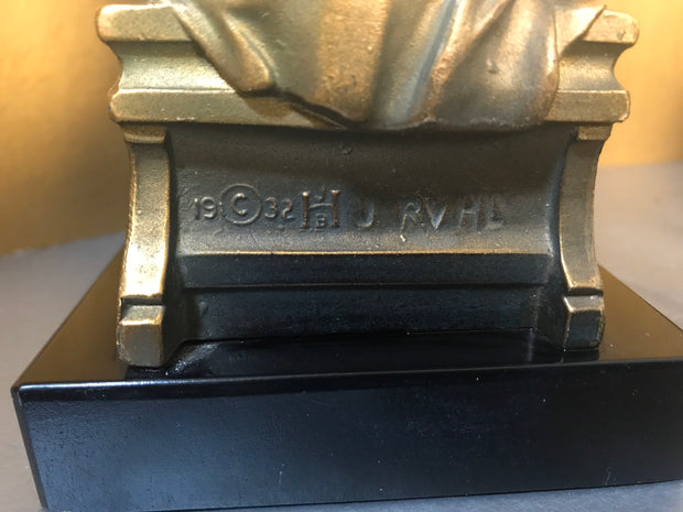 JB Hirsch  Ivorine Cellist Bookends 1932 J.Ruhl Bronzed Metal
