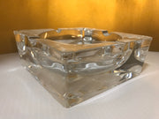 Thick Chunky Clear Glass Crystal Ashtray for Cigars /Cigarettes. Flower Embossed