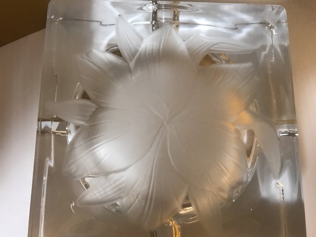 Thick Chunky Clear Glass Crystal Ashtray for Cigars /Cigarettes. Flower Embossed