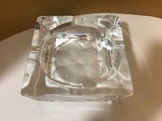 Thick Chunky Clear Glass Crystal Ashtray for Cigars /Cigarettes. Flower Embossed