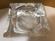 Thick Chunky Clear Glass Crystal Ashtray for Cigars /Cigarettes. Flower Embossed