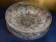 Vintage Decorative Clear Hobnail Bowl and Platter 2 pc Set Fancy Mid Century Design