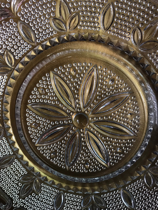 Vintage Decorative Clear Hobnail Bowl and Platter 2 pc Set Fancy Mid Century Design