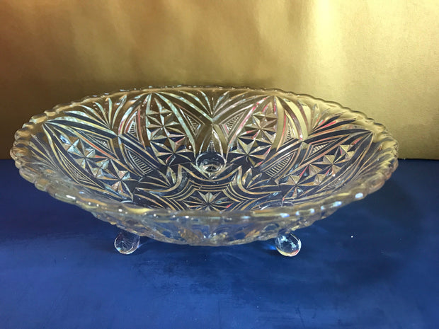 Midcentury Footed Clear Bowl Pressed Glass Design