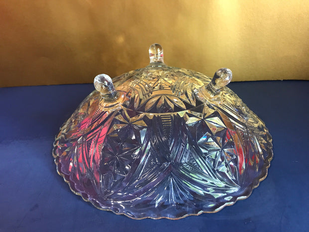 Midcentury Footed Clear Bowl Pressed Glass Design