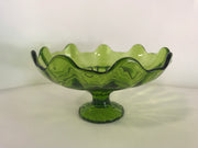 Viking Glass Smaller Green Glass Pedestal Bowl Candy Dish Fruit Bowl Centerpiece
