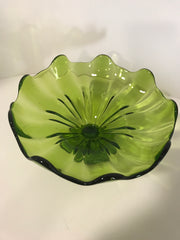 Viking Glass Smaller Green Glass Pedestal Bowl Candy Dish Fruit Bowl Centerpiece