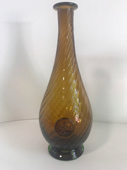 Vintage Amber Brown Swirl Bottle Green Base applied glass Image of Castle