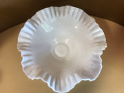 Fenton Large White Double Ruffle Hobnail Bowl 50s 60s  Milk Glass Cottage Chic  Decor Wedding