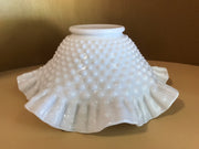 Fenton Large White Double Ruffle Hobnail Bowl 50s 60s  Milk Glass Cottage Chic  Decor Wedding