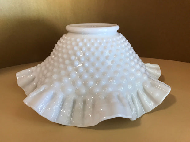 Fenton Large White Double Ruffle Hobnail Bowl 50s 60s  Milk Glass Cottage Chic  Decor Wedding